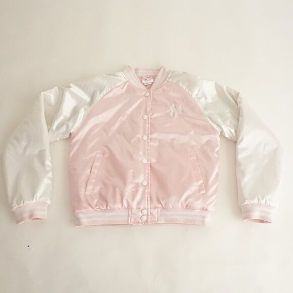 Major League Baseball New York Yankees Pink Button Up Varsity Jacket L(14/16) - Picture 1 of 13